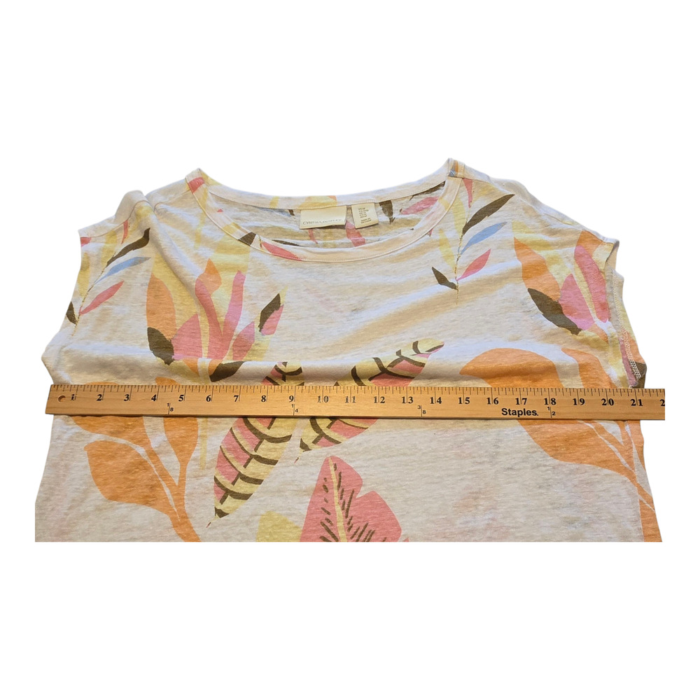 Cynthia Rowley Top Womens Size Medium 100% Linen Tropical Leaf Print Resortwear - Picture 7 of 8